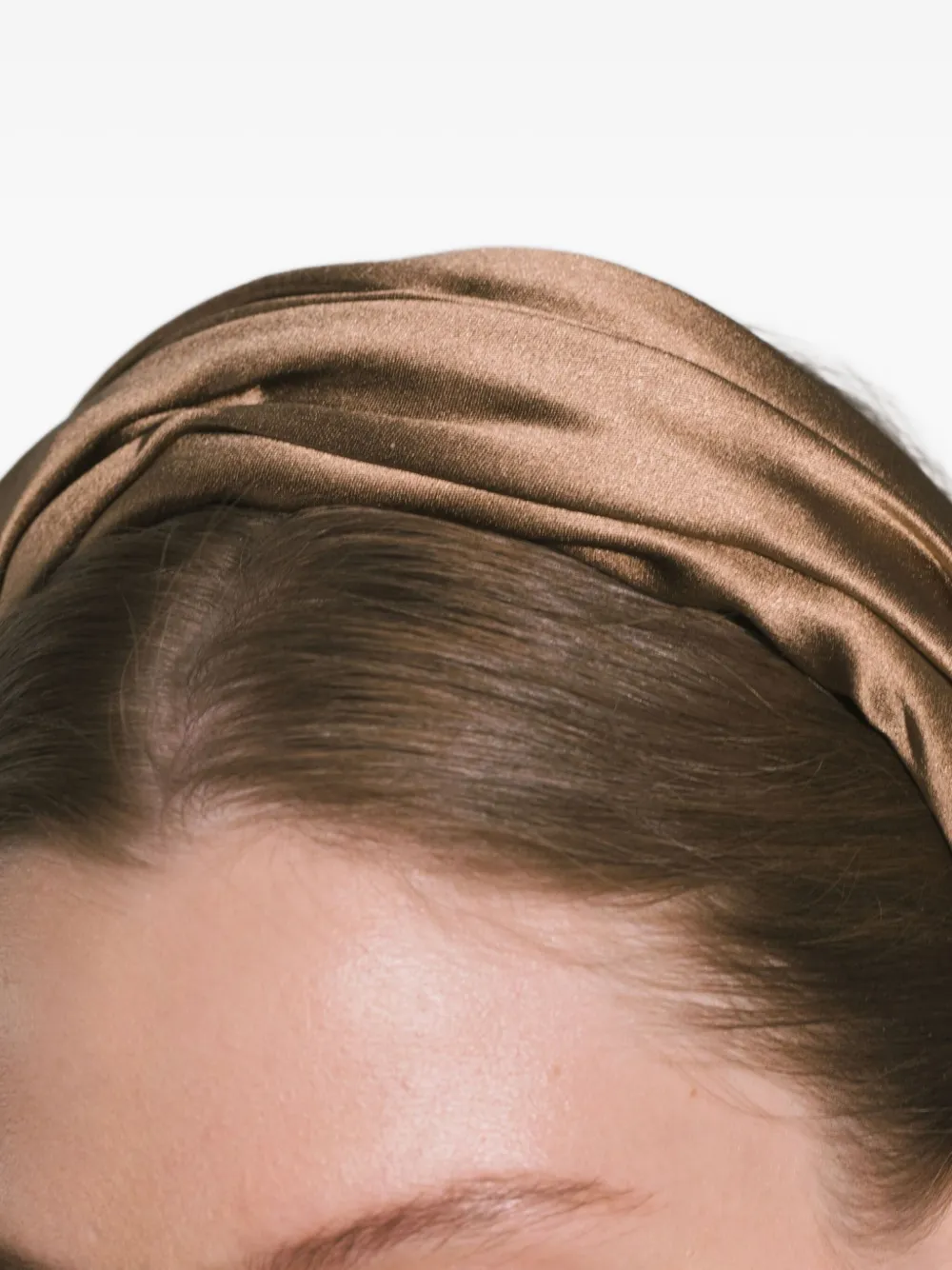 Jennifer Behr Pleated Silk Headband In Brown