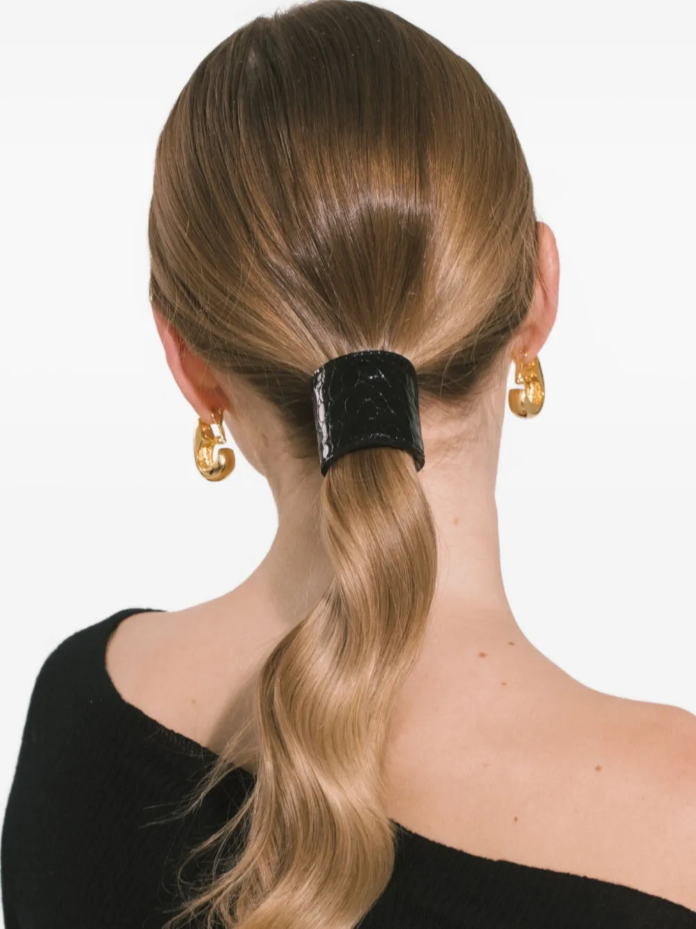 Jennifer Behr Leather-embossed Ponywrap In Black