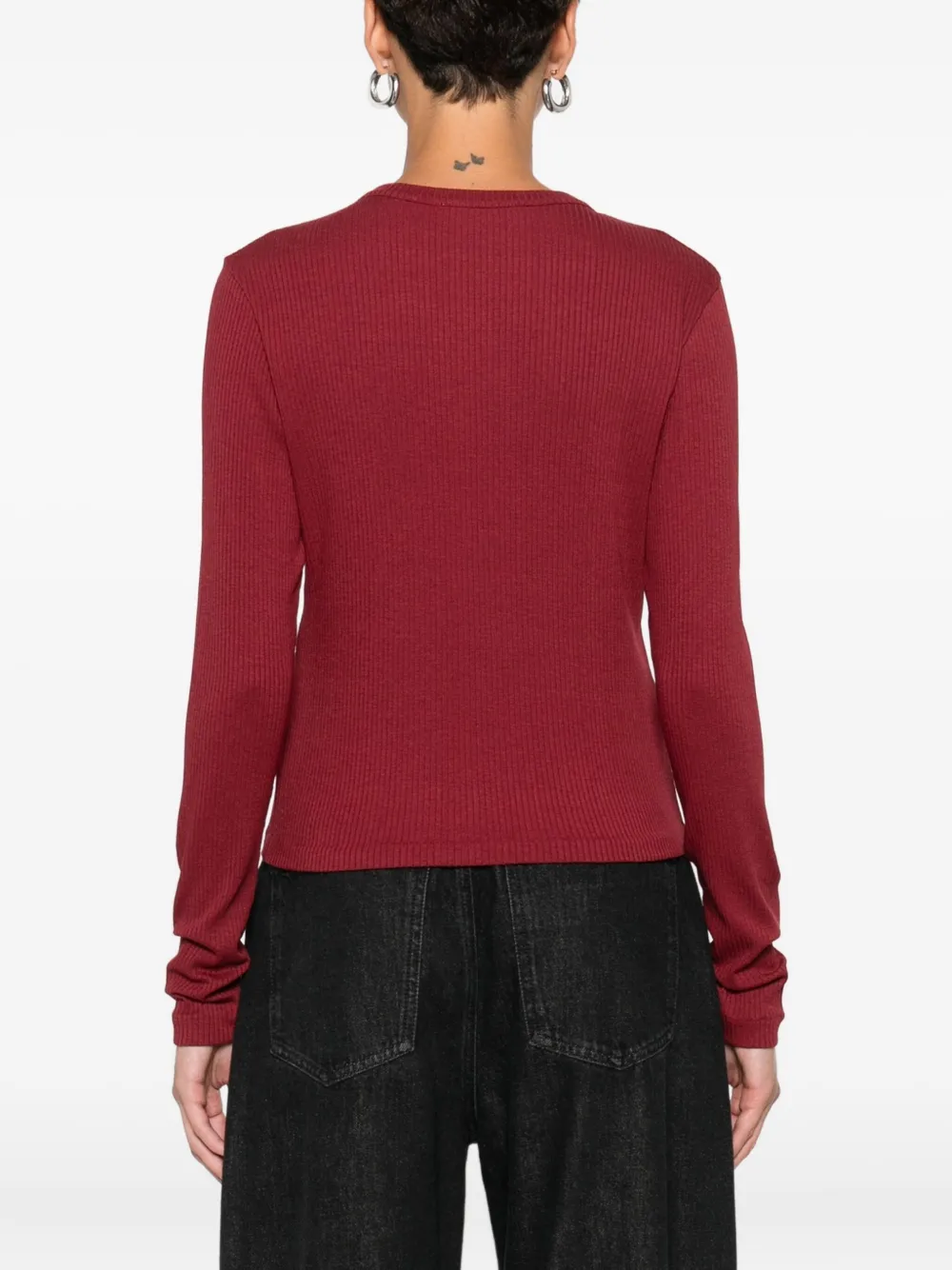 Maison Kitsuné Geribbeld vest met geborduurde vos Rood