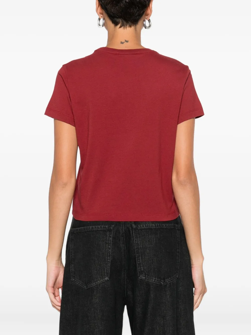 Maison Kitsuné Katoenen T-shirt met borduurwerk Rood