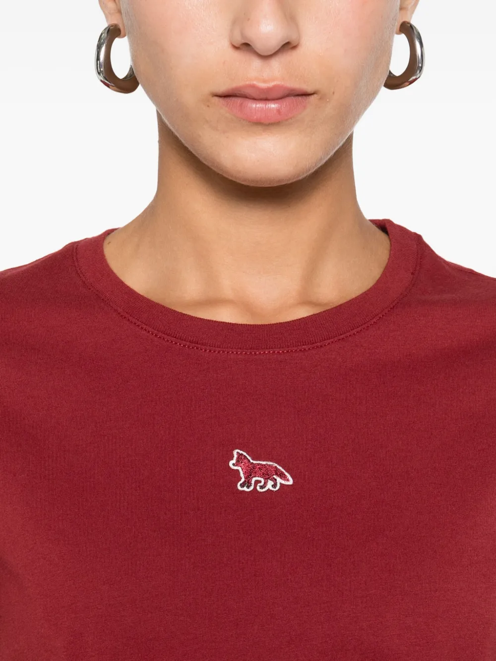 Maison Kitsuné Katoenen T-shirt met borduurwerk Rood