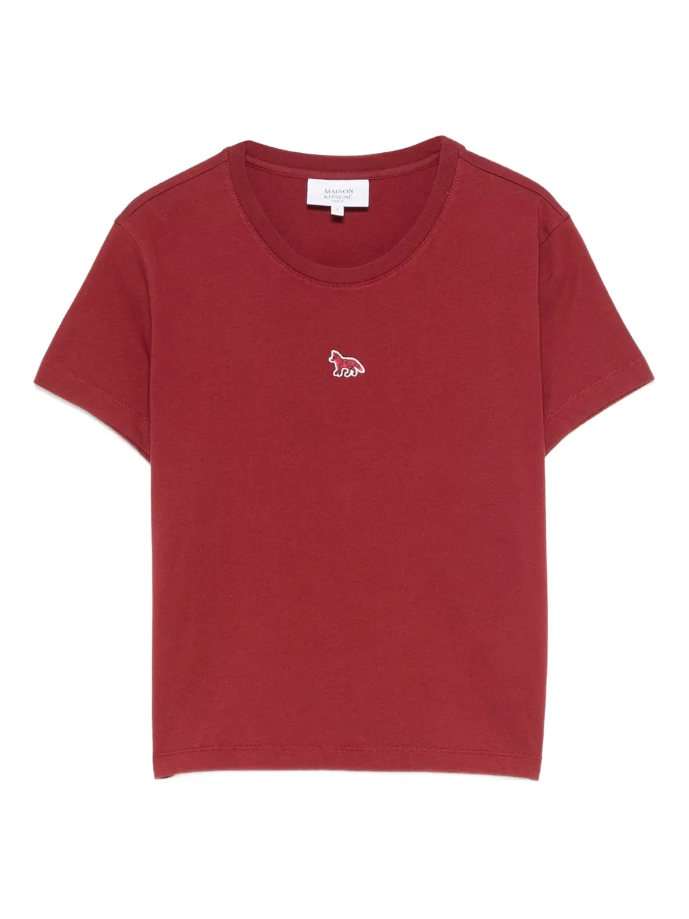 Maison Kitsuné fox-embroidered cotton t-shirt | Red | Image 1