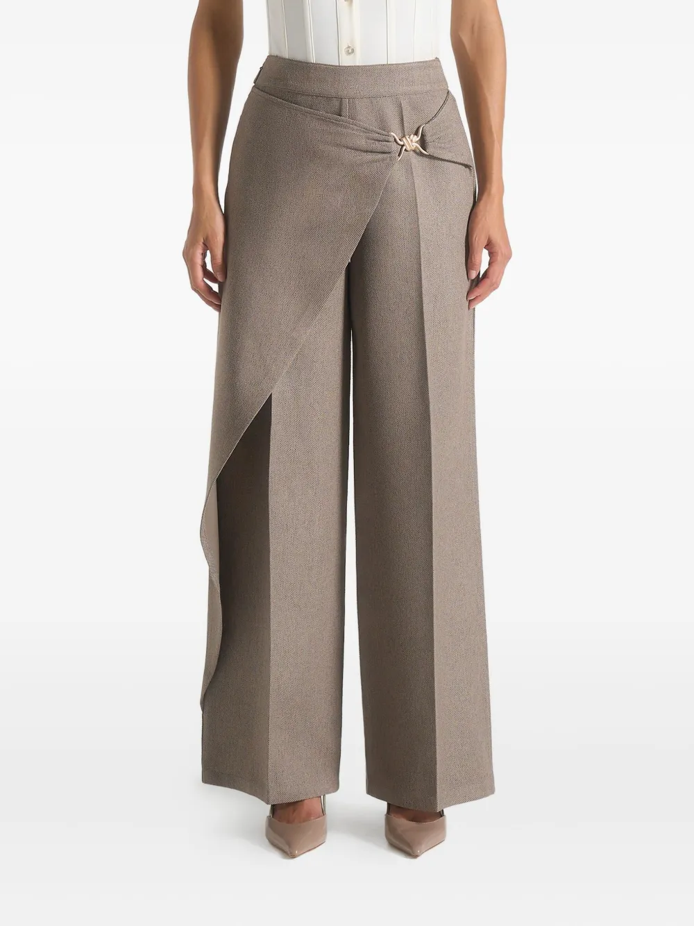 Manière De Voir Béryl wrap-tailored trousers | Neutrals | Image 1