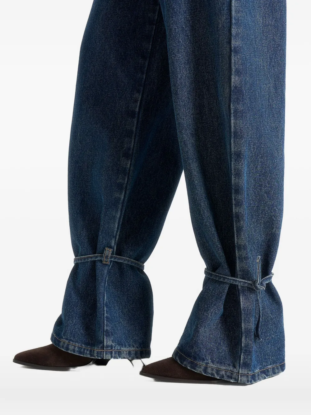 Manière De Voir Faye Tie-waist Wide-leg Jeans In Blue