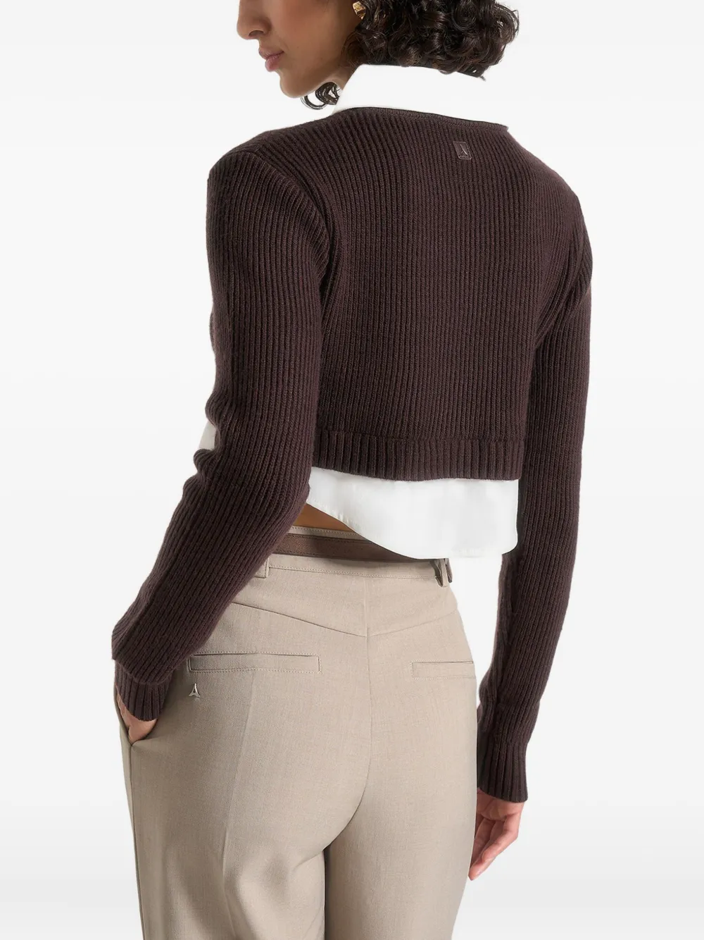 Manière De Voir Flavie Detachable-collar Cropped Top In Brown