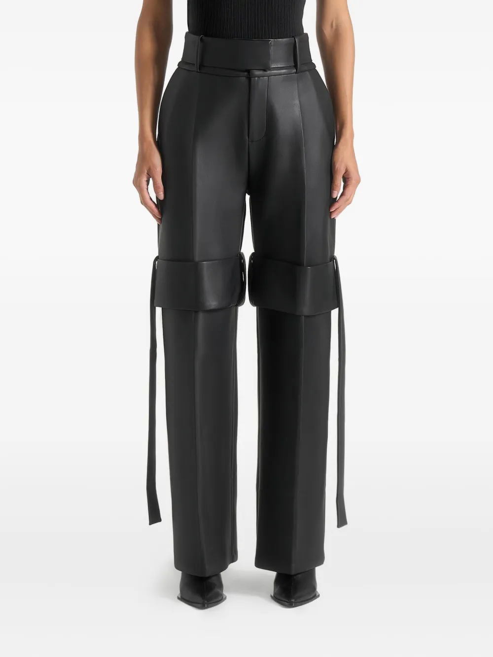 Manière De Voir Isabelle belted knee-strap trousers | Black | Image 1