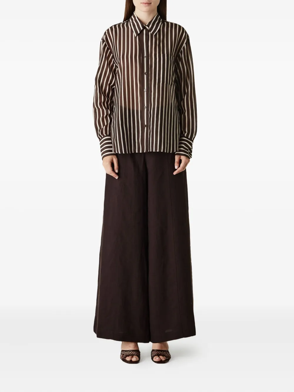 Twp Joey Striped Top In Brown