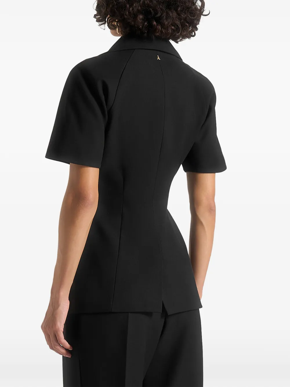 Manière De Voir Malika blazer met dubbele rij knopen en korte mouwen Zwart