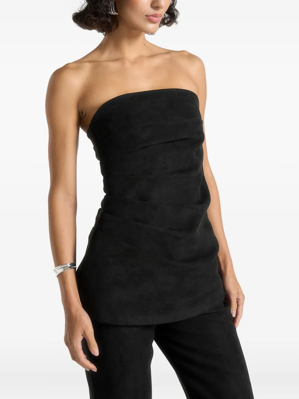 Manière De Voir Laurena Tacked-detail Bandeau Top In Black