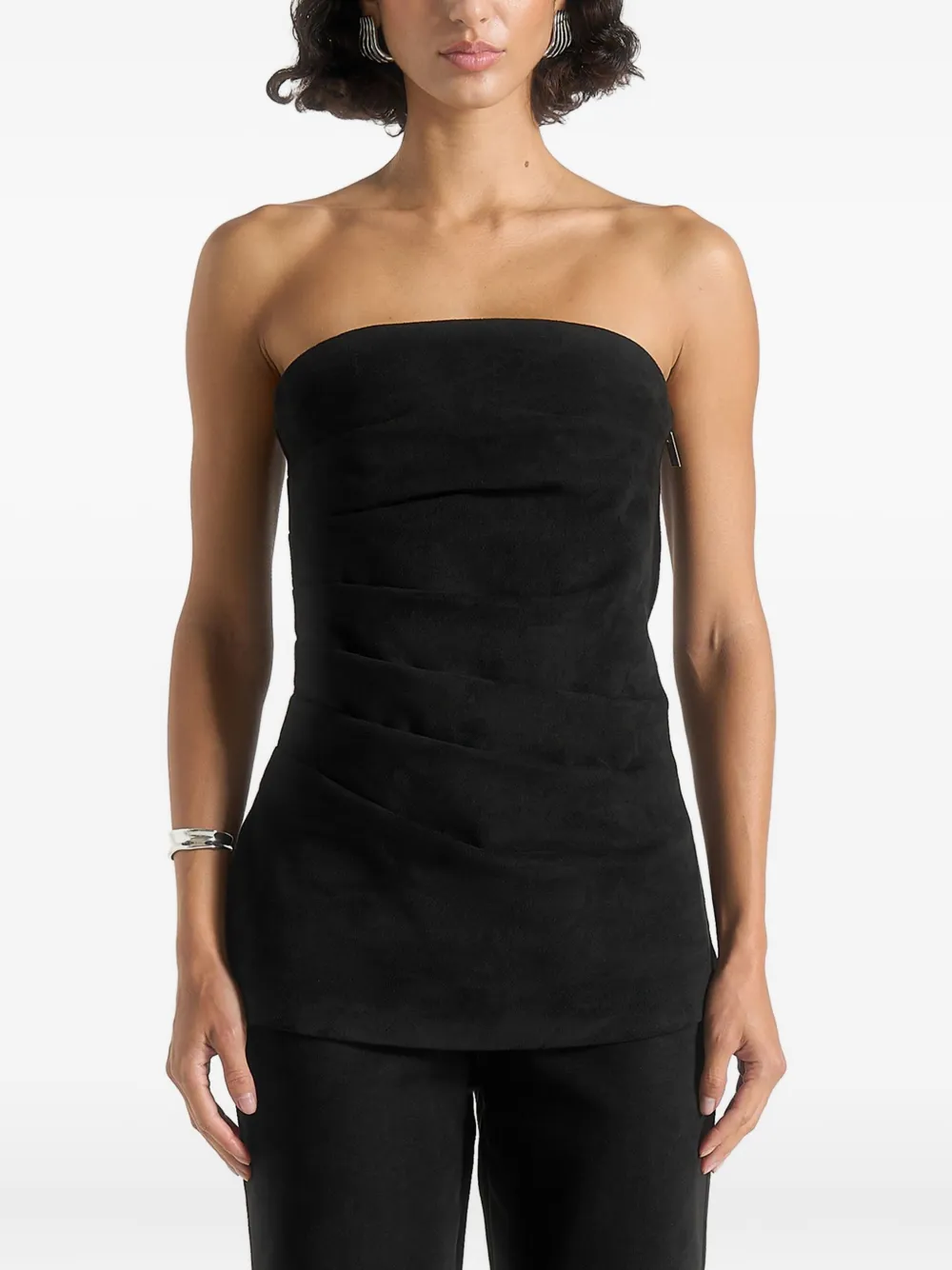 Manière De Voir Laurena Tacked-detail Bandeau Top In Black