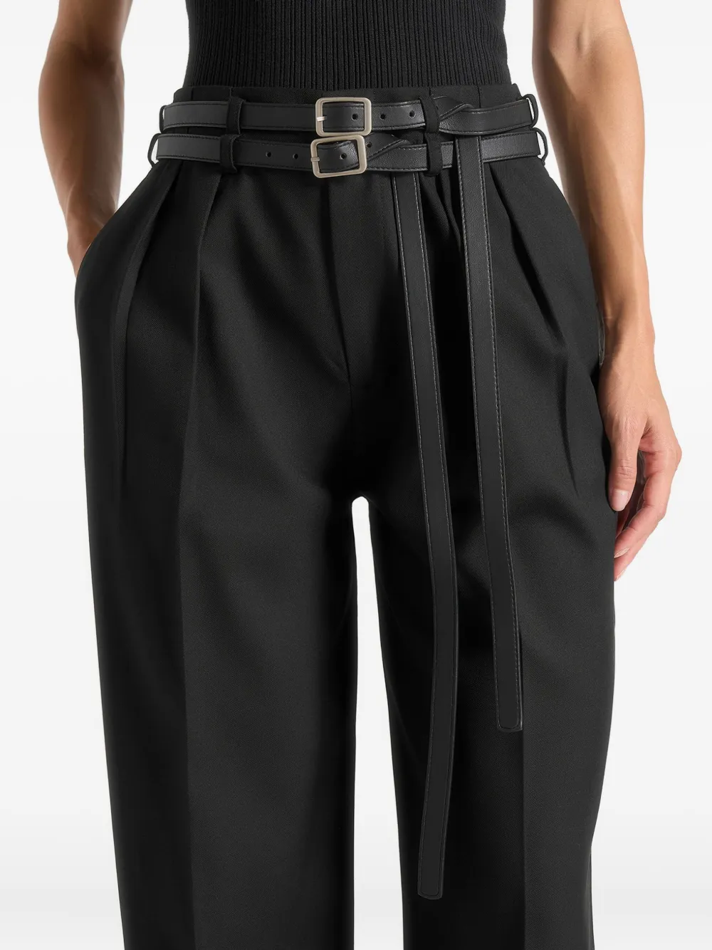 Manière De Voir Pascale Twin-belt Tailored Trousers In Black
