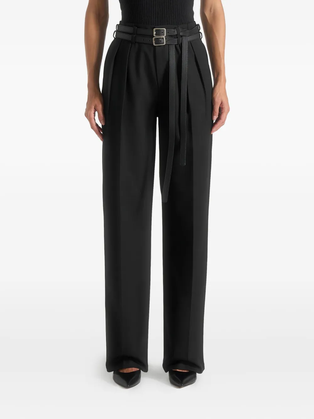 Manière De Voir Pascale twin-belt tailored trousers | Black | Image 1