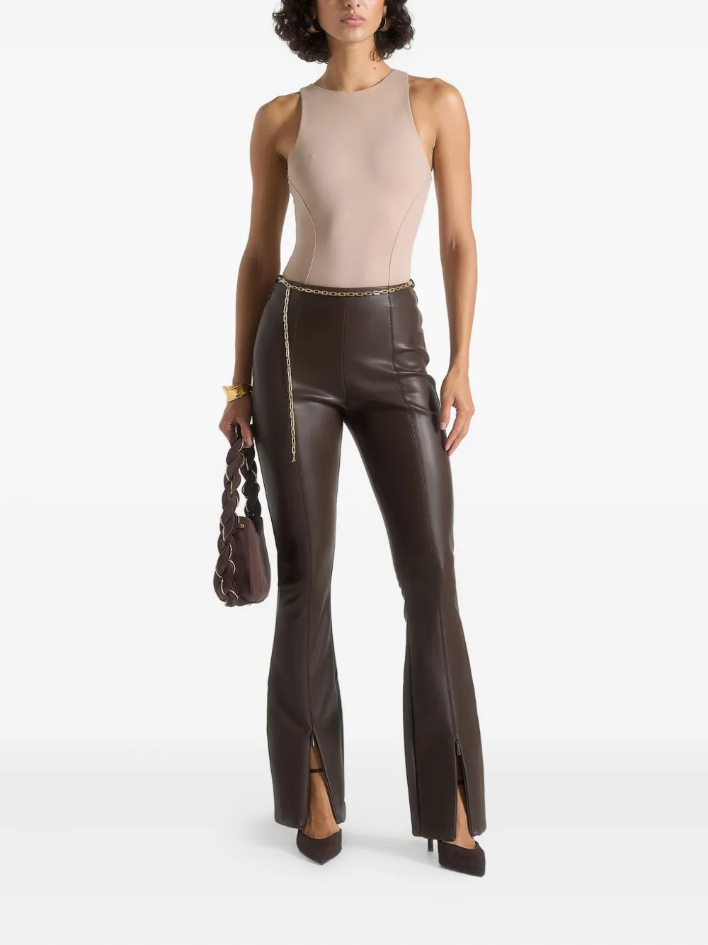 Manière De Voir Ninon flared legging met kettingdetail - Bruin