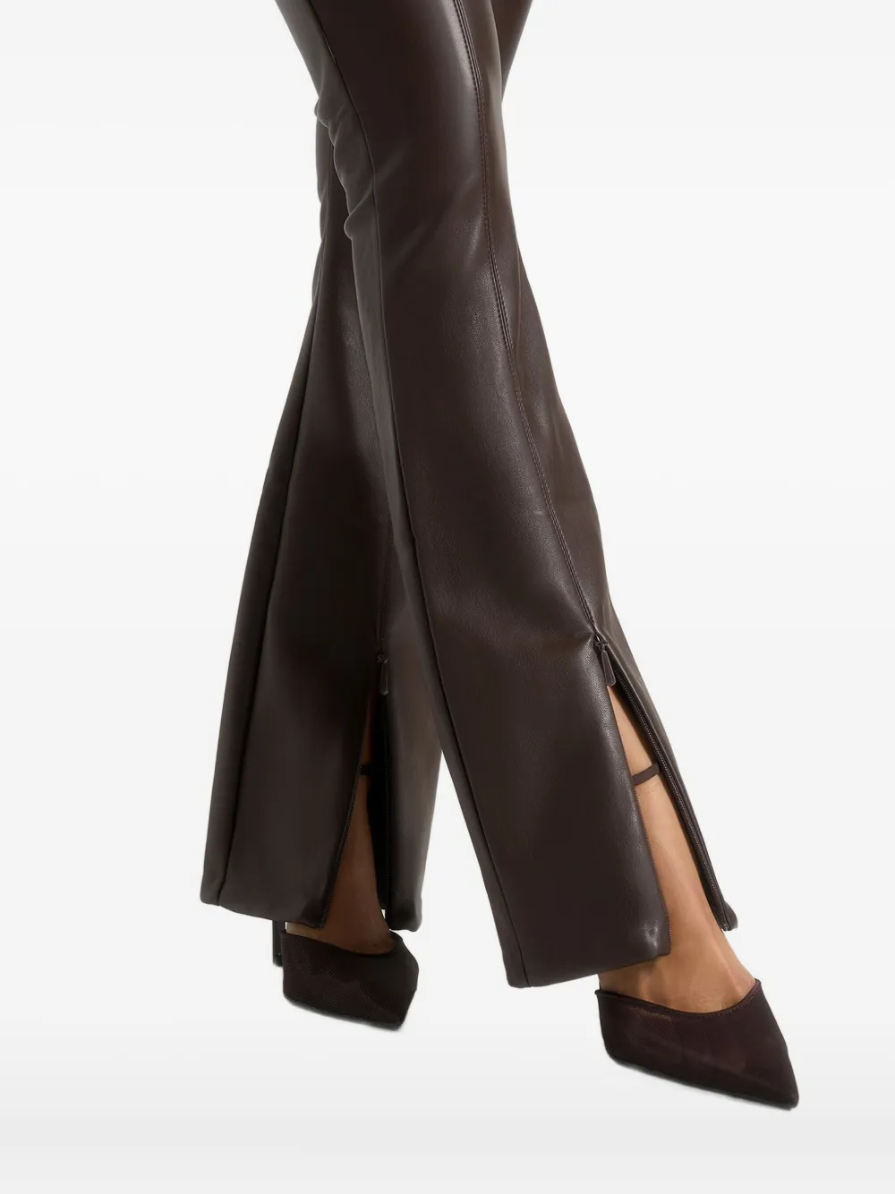 Manière De Voir Ninon Chain-detail Flare Leggings In Brown