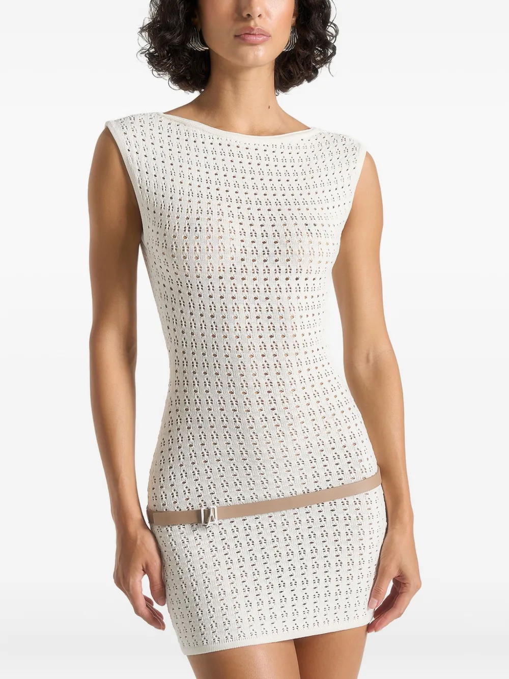 Manière De Voir Keyla pointelle backless mini dress | White | Image 1
