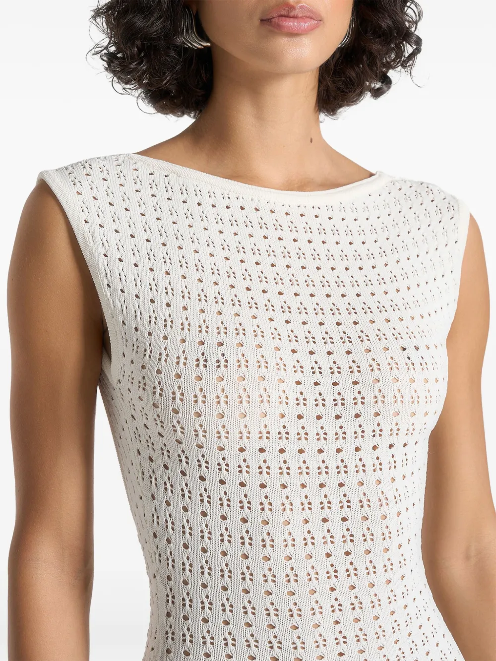 Manière De Voir Keyla Pointelle Backless Mini Dress In White