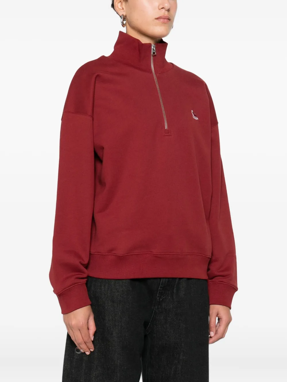 Maison Kitsuné Sweater met rits Rood