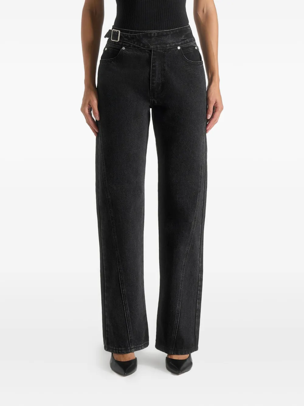 Manière De Voir Loane Twist-seam Jeans In Black