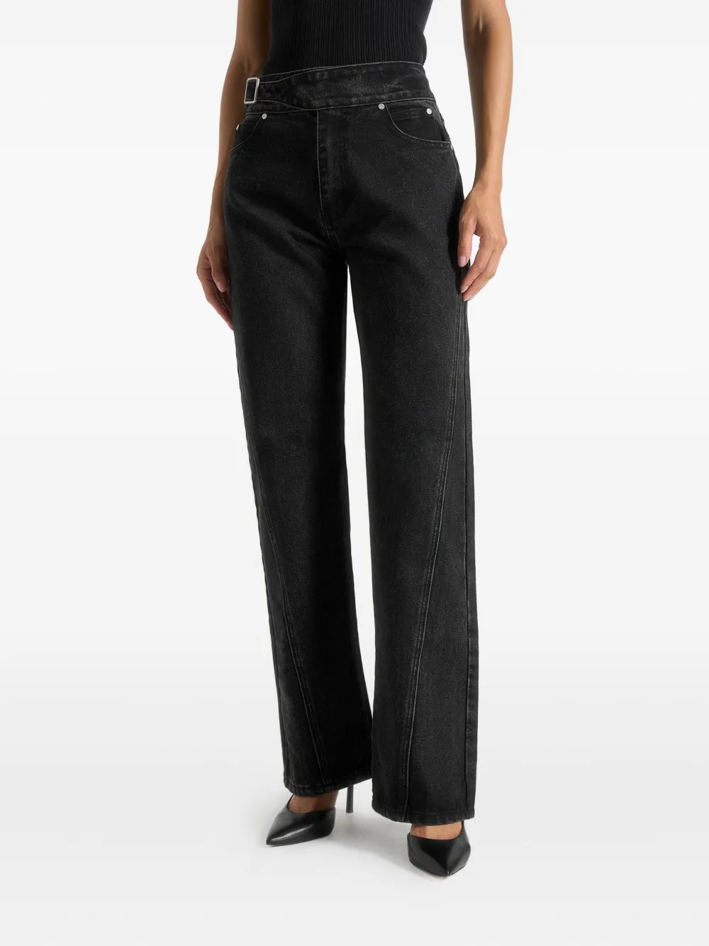 Manière De Voir Loane Twist-seam Jeans In Black