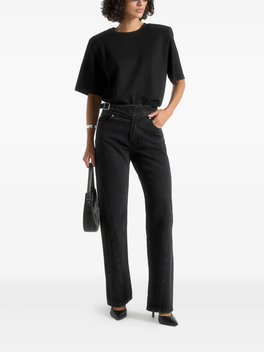 Manière De Voir Loane Twist-seam Jeans In Black