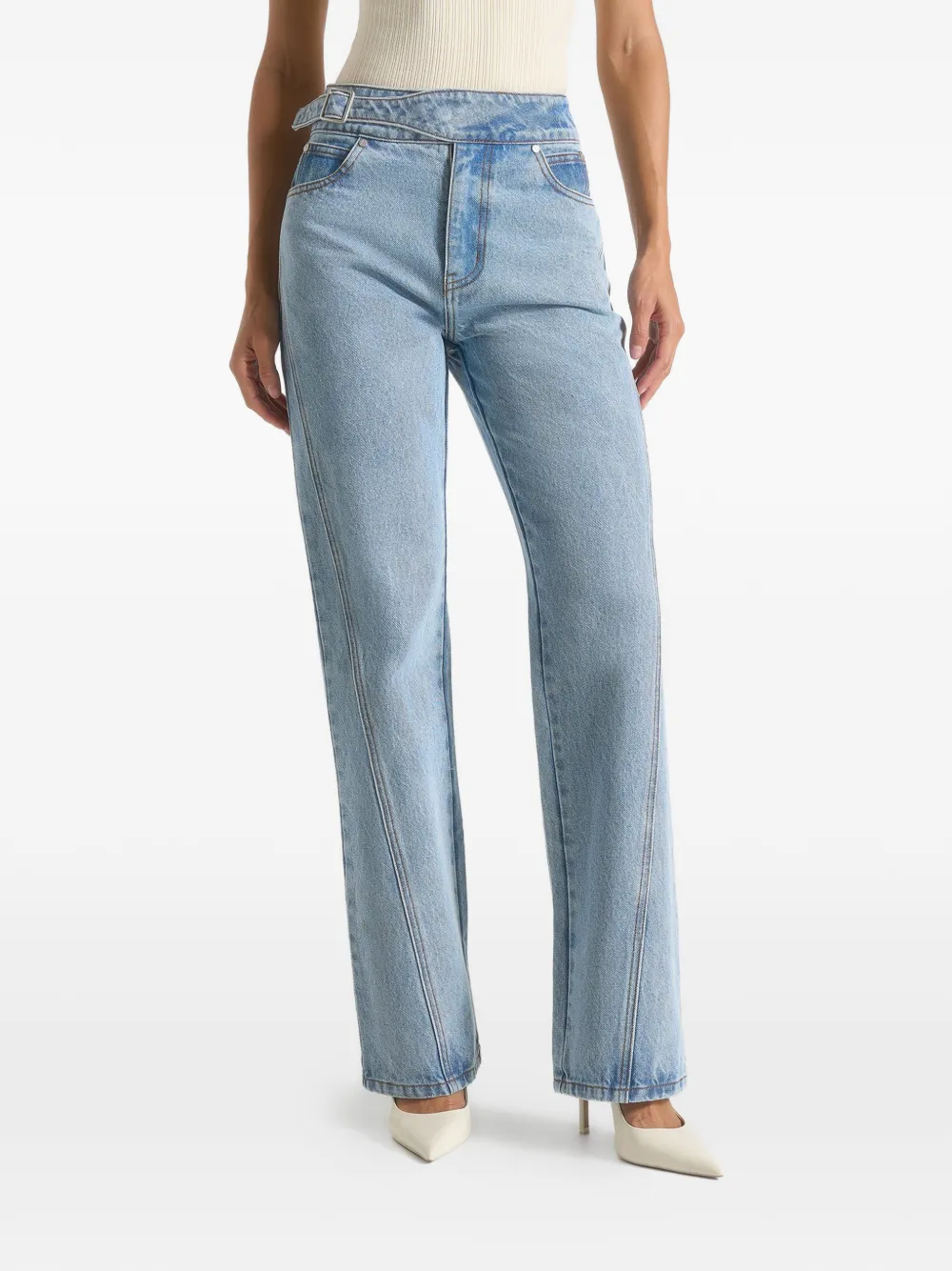 Manière De Voir Loane mid waist boyfriend jeans Blauw