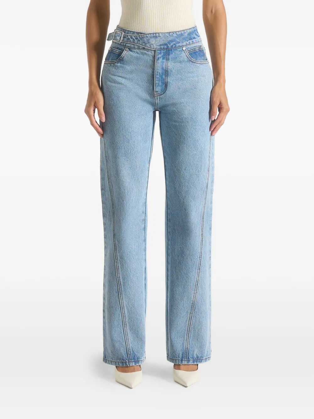 Manière De Voir Loane mid waist boyfriend jeans Blauw