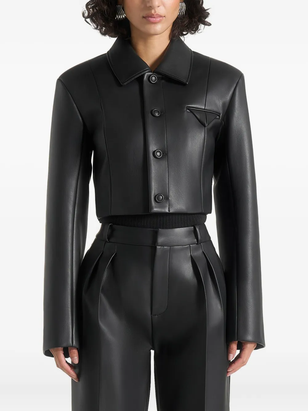 Manière De Voir Ania Cropped Jacket In Black