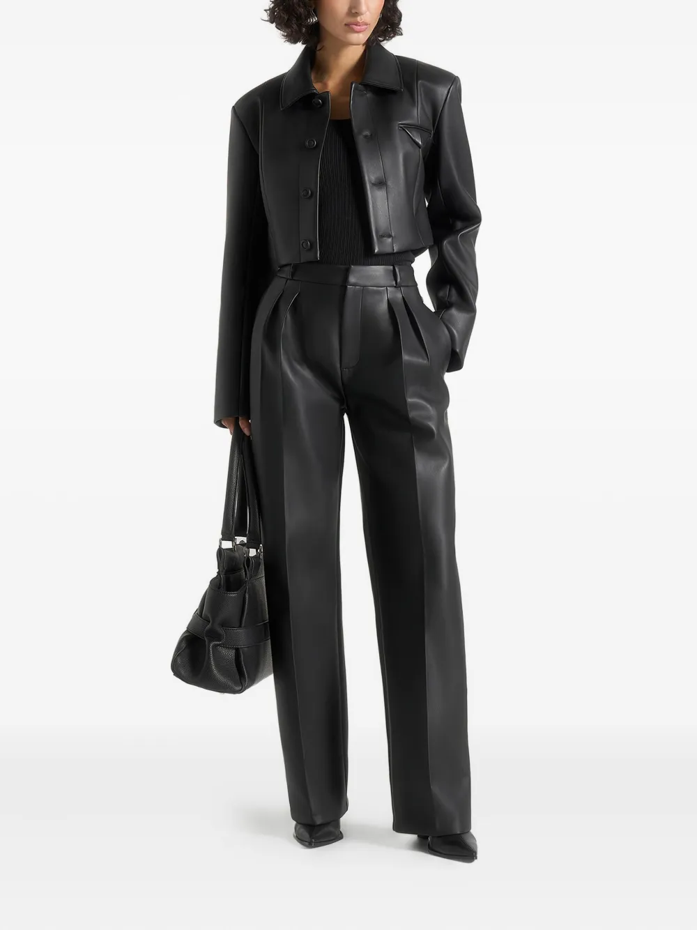 Manière De Voir Ania Cropped Jacket In Black