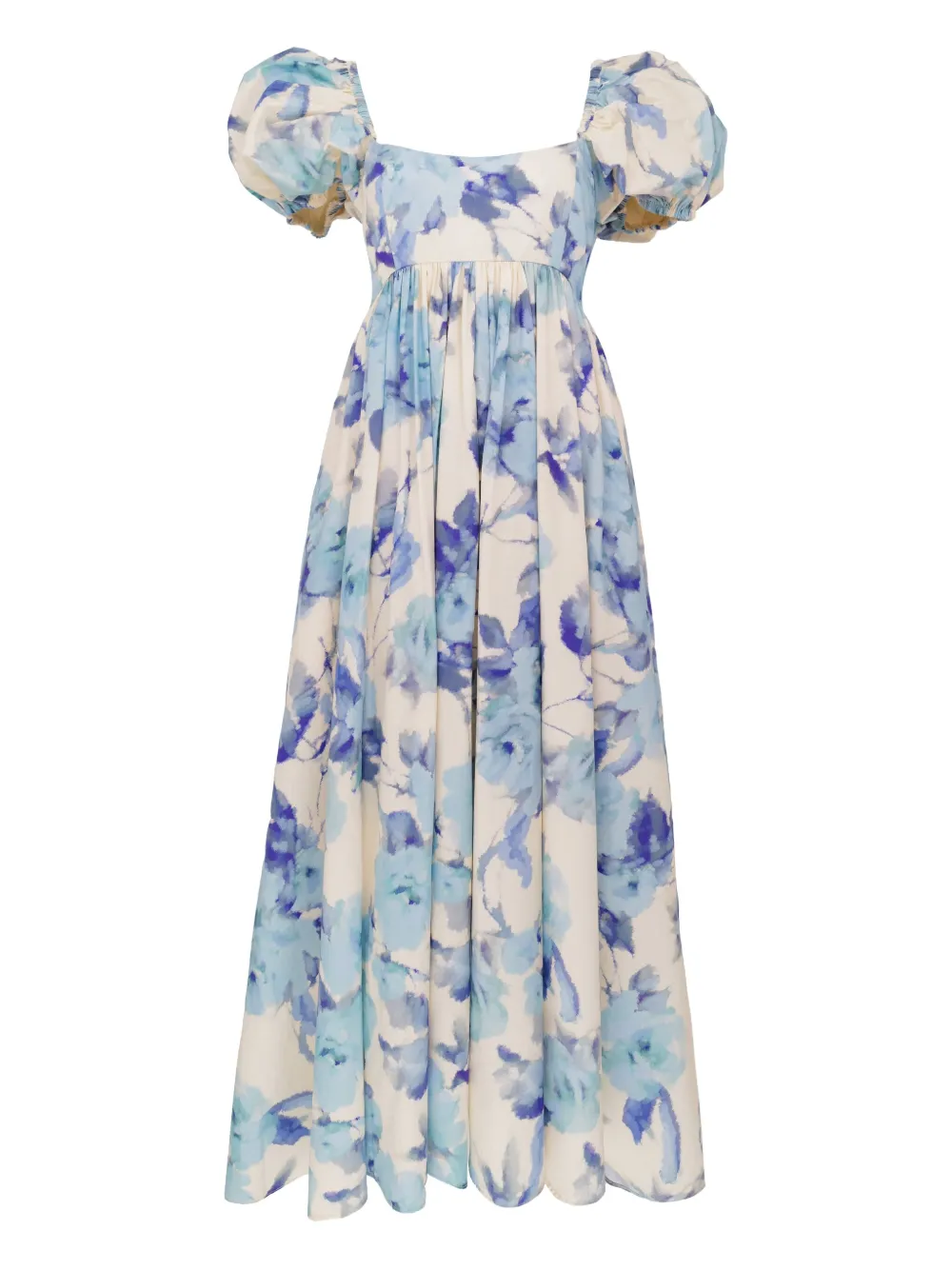 AZEEZA Rory puff-sleeve floral midi dress | Blue | Image 1