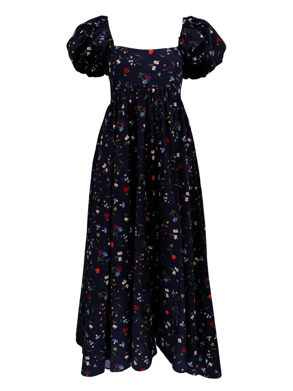 AZEEZA Rory puff-sleeve floral midi dress | Blue | Image 1