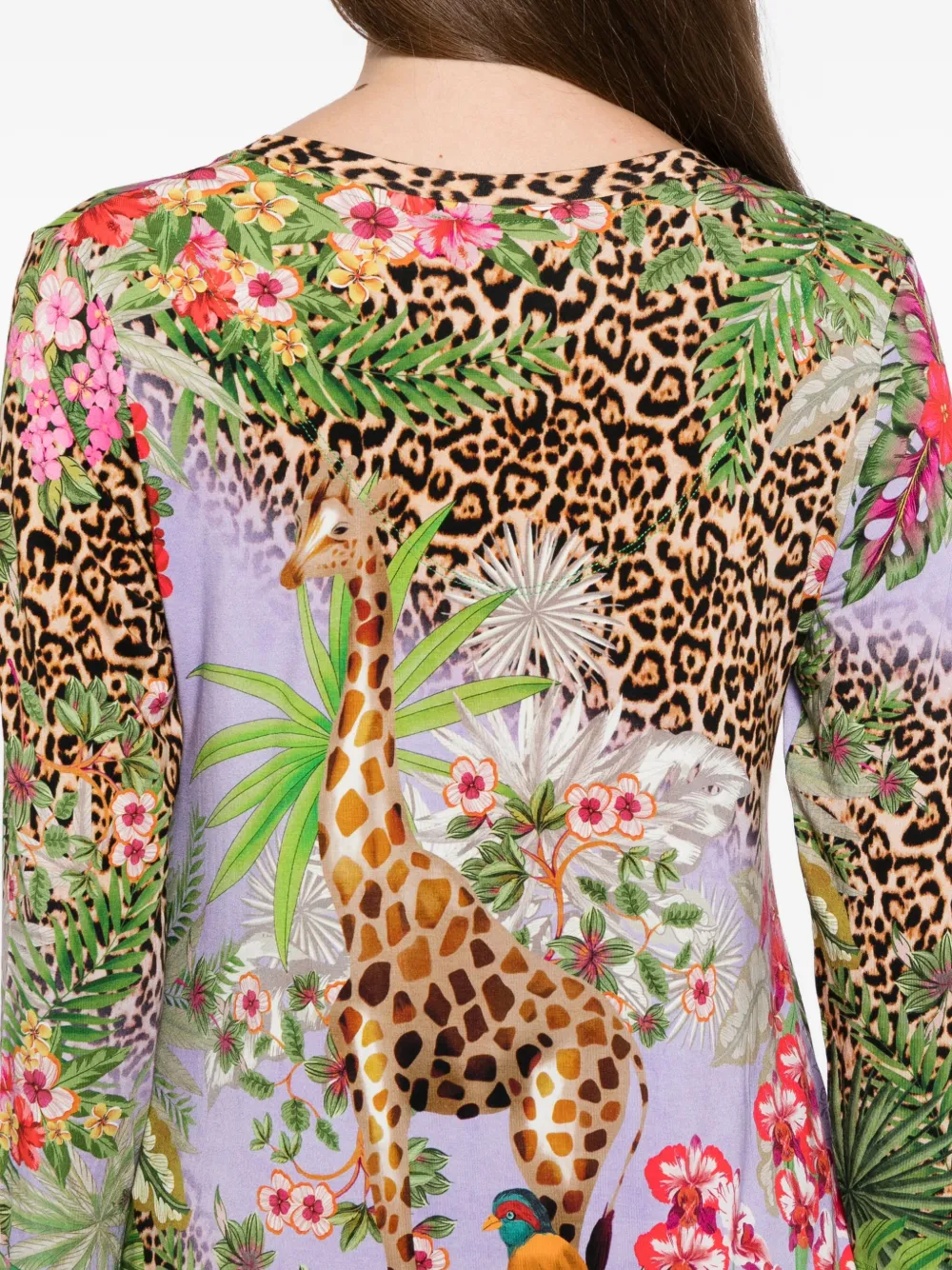 Johnny Was T-shirt met 3 4 mouwen en V-hals Bruin