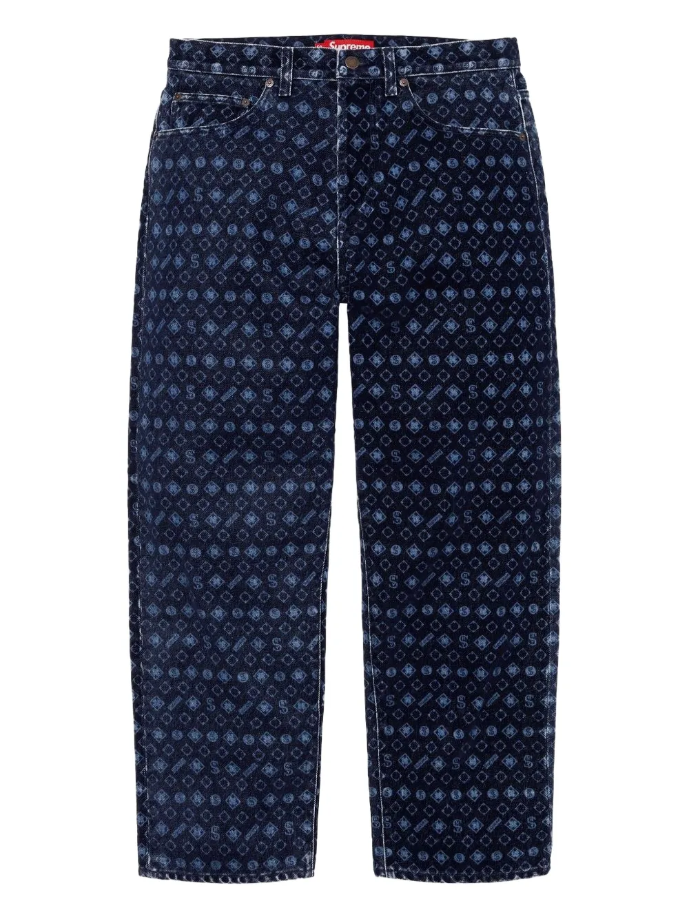 Supreme flocked-print jeans | Blue | Image 1