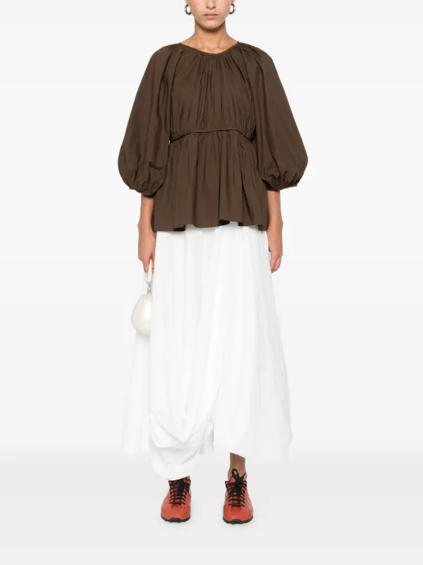 Cecilie Bahnsen Cotton Blouse | Brown | FARFETCH JO