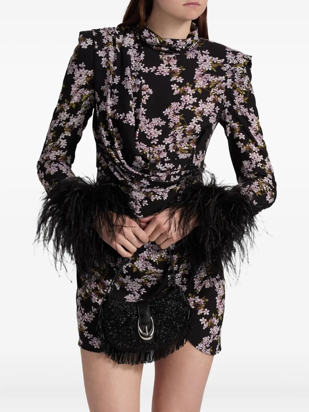 Bronx And Banco Nadine Floral Mini Dress In Black