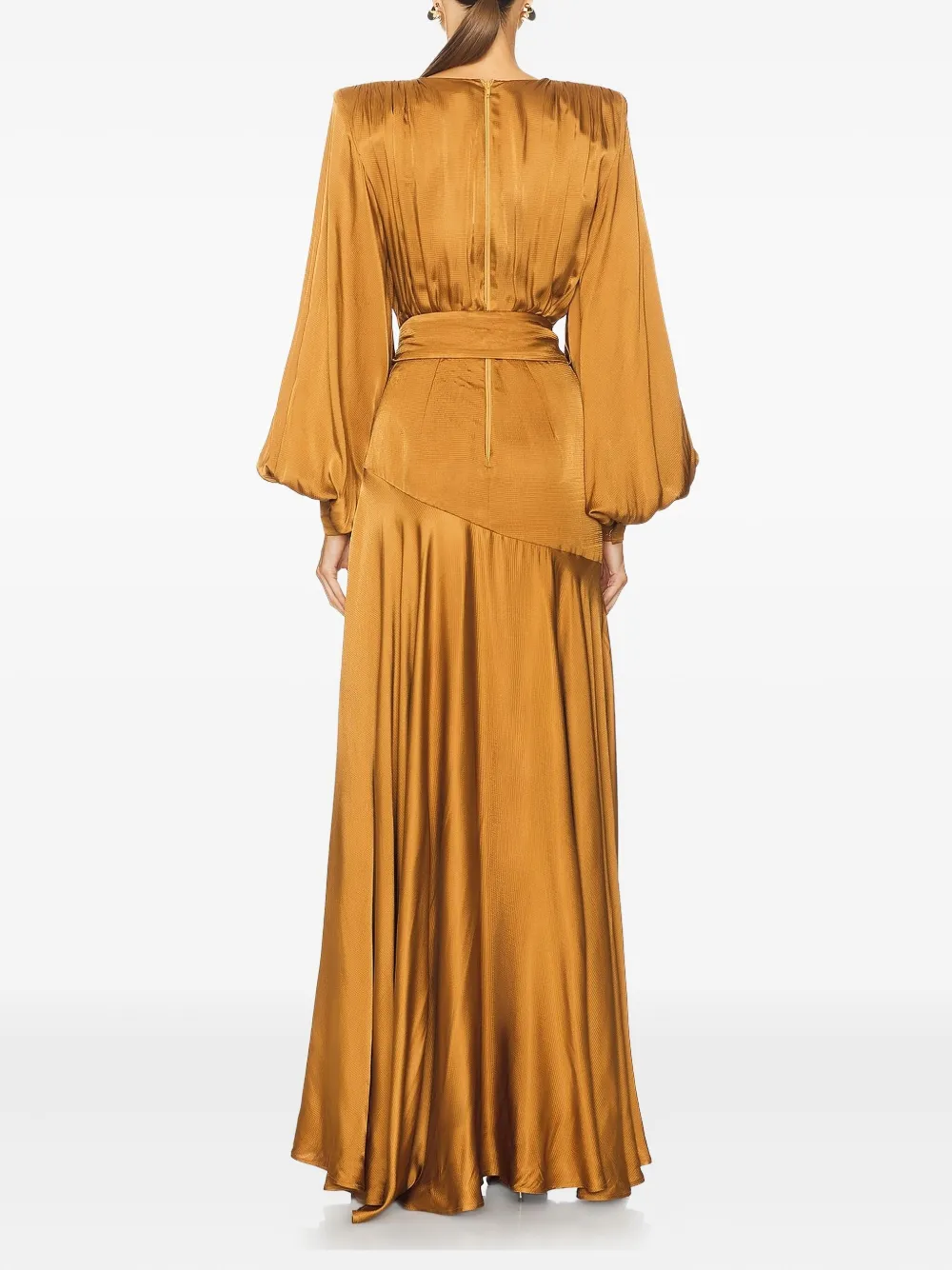 Bronx And Banco Carmen Belted Maxi Dress In Brown