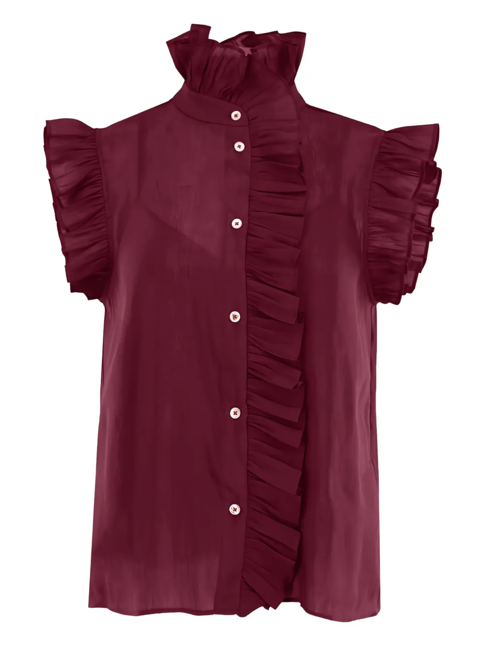 Christy Lynn Marfa Ruffled Blouse In Burgundy