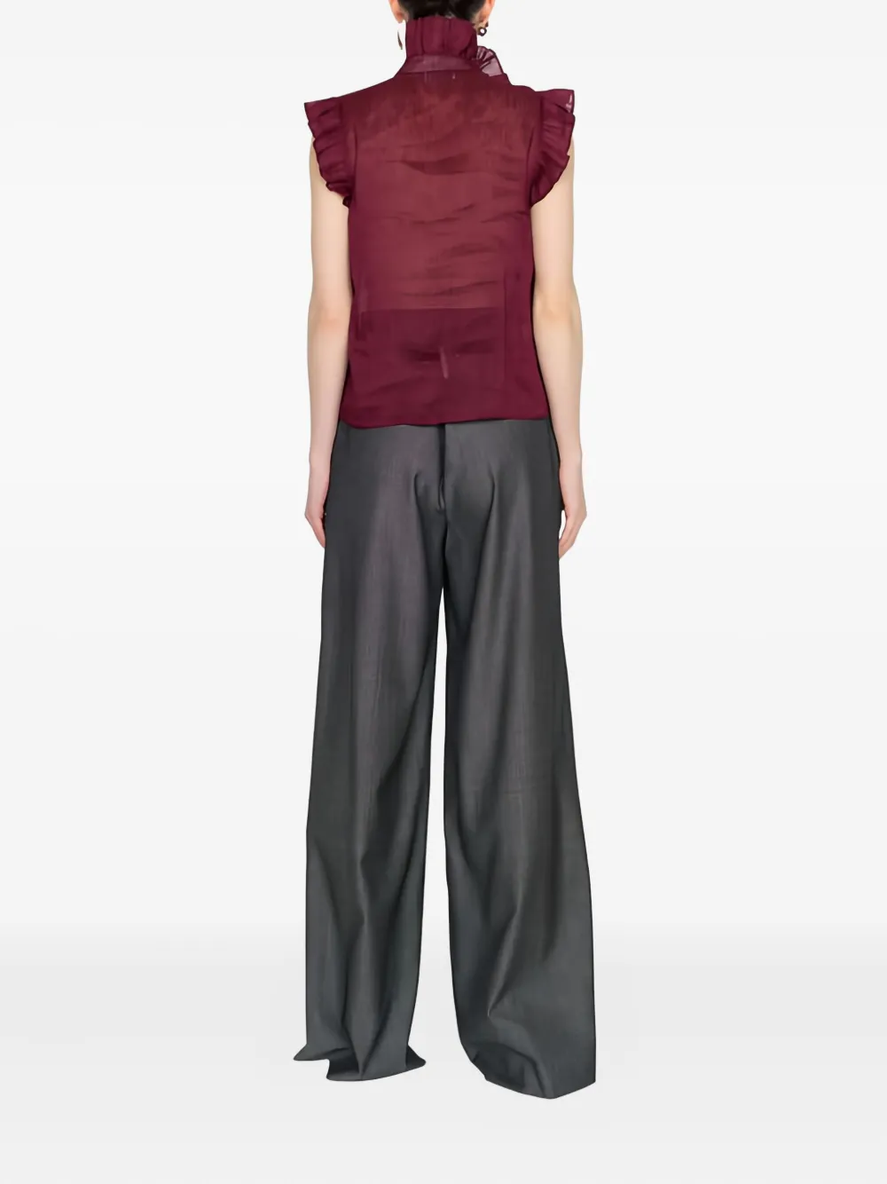 Christy Lynn Marfa Ruffled Blouse In Burgundy