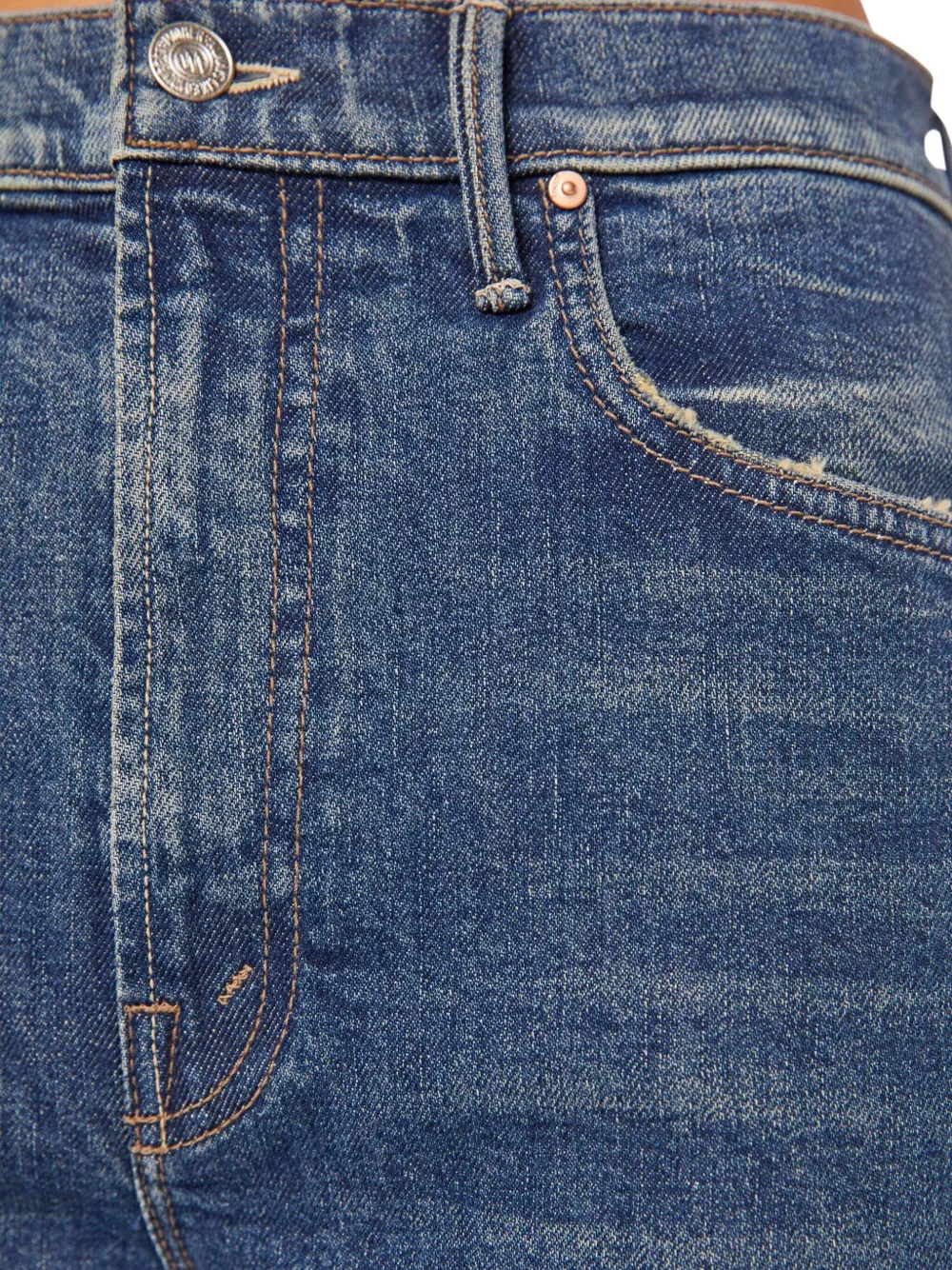 Mother The Lasso Sneak Distressed Jeans In Blue