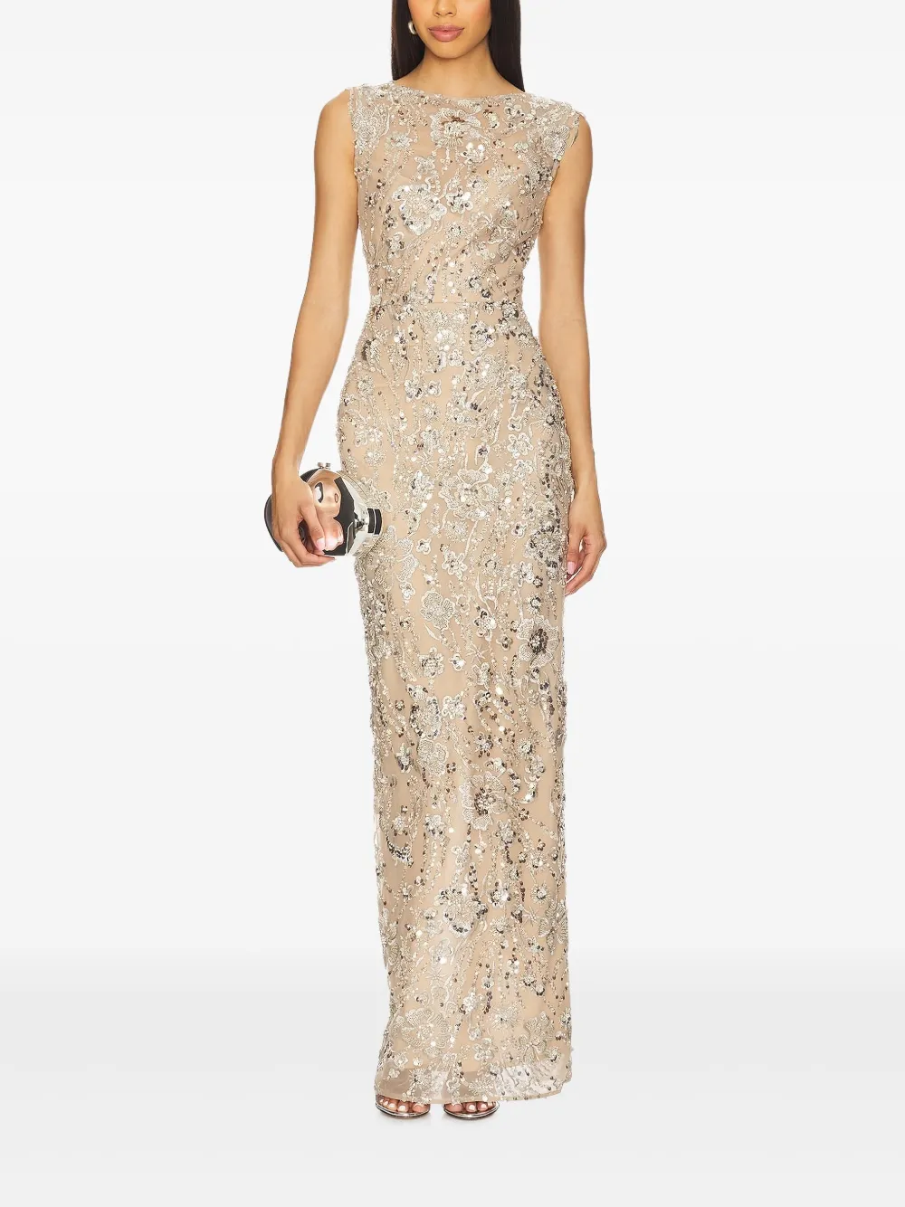 Bronx and Banco robe longue Violet à sequins | tons neutres | Image 1