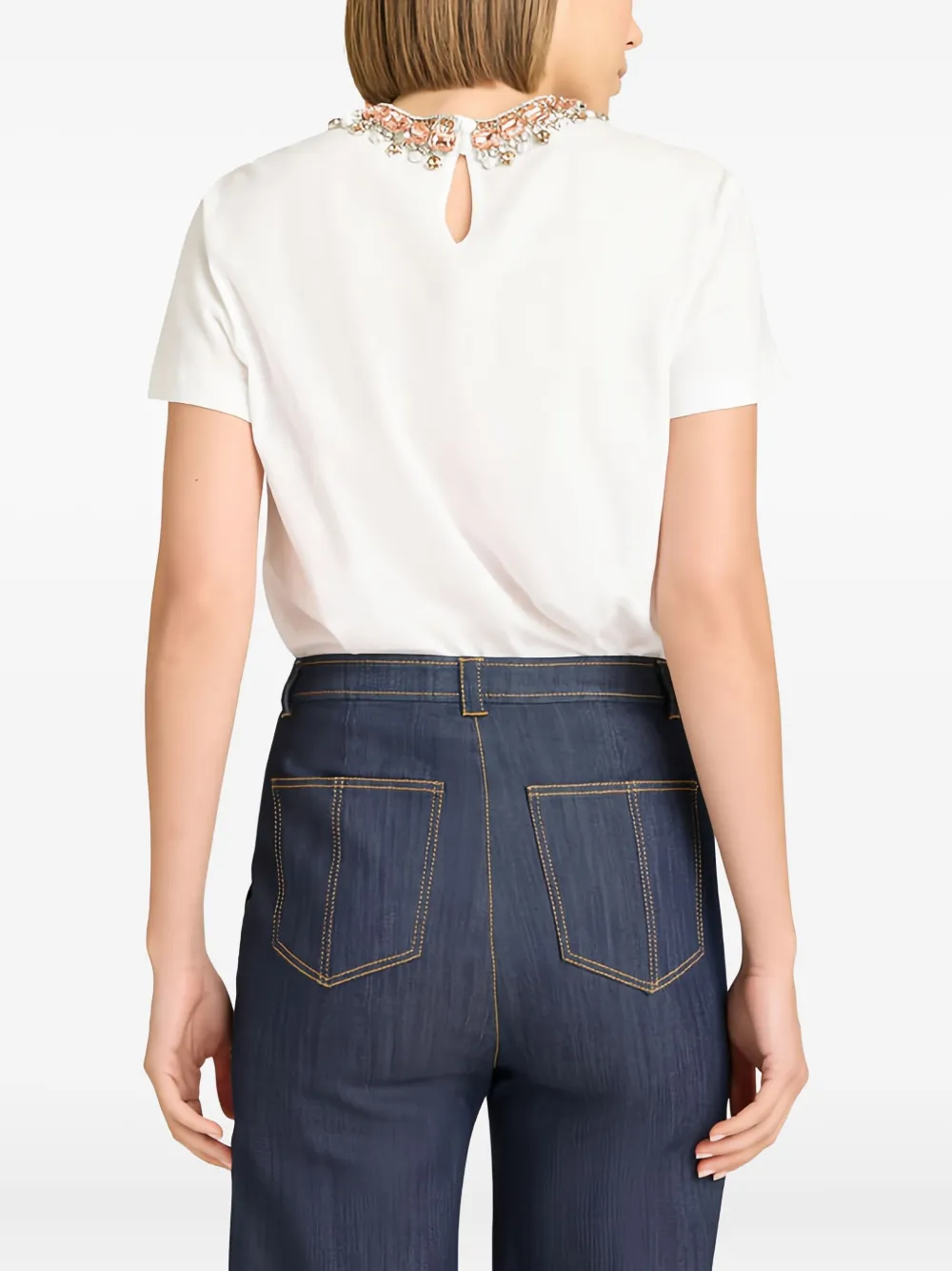 Cinq À Sept Danielle Pearl Rhinestone T-shirt In White