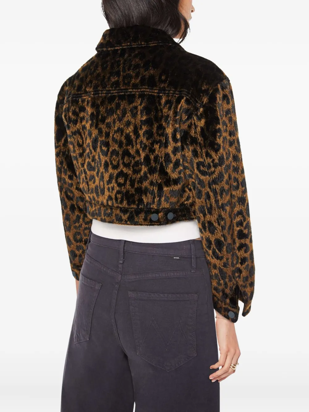 Mother The Short Stack Leopard Jacket In Brown