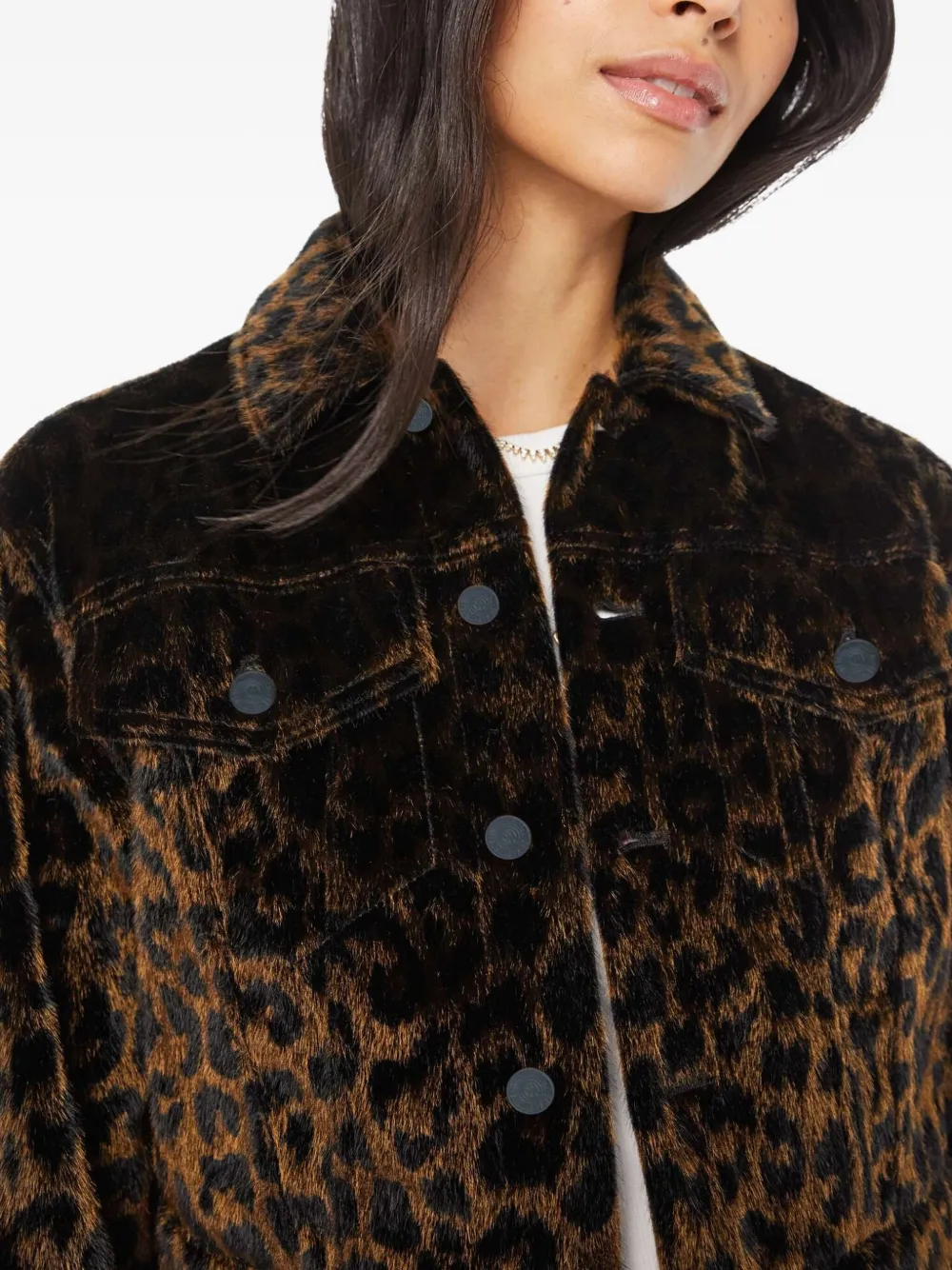 Mother The Short Stack Leopard Jacket In Brown
