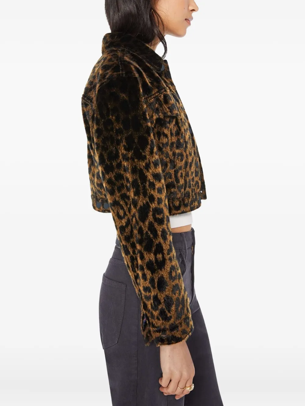 Mother The Short Stack Leopard Jacket In Brown
