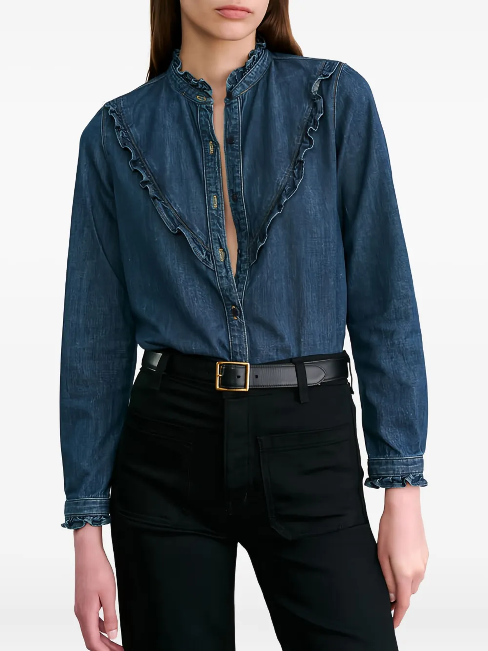 Nili Lotan Marcela blouse met ruches Blauw