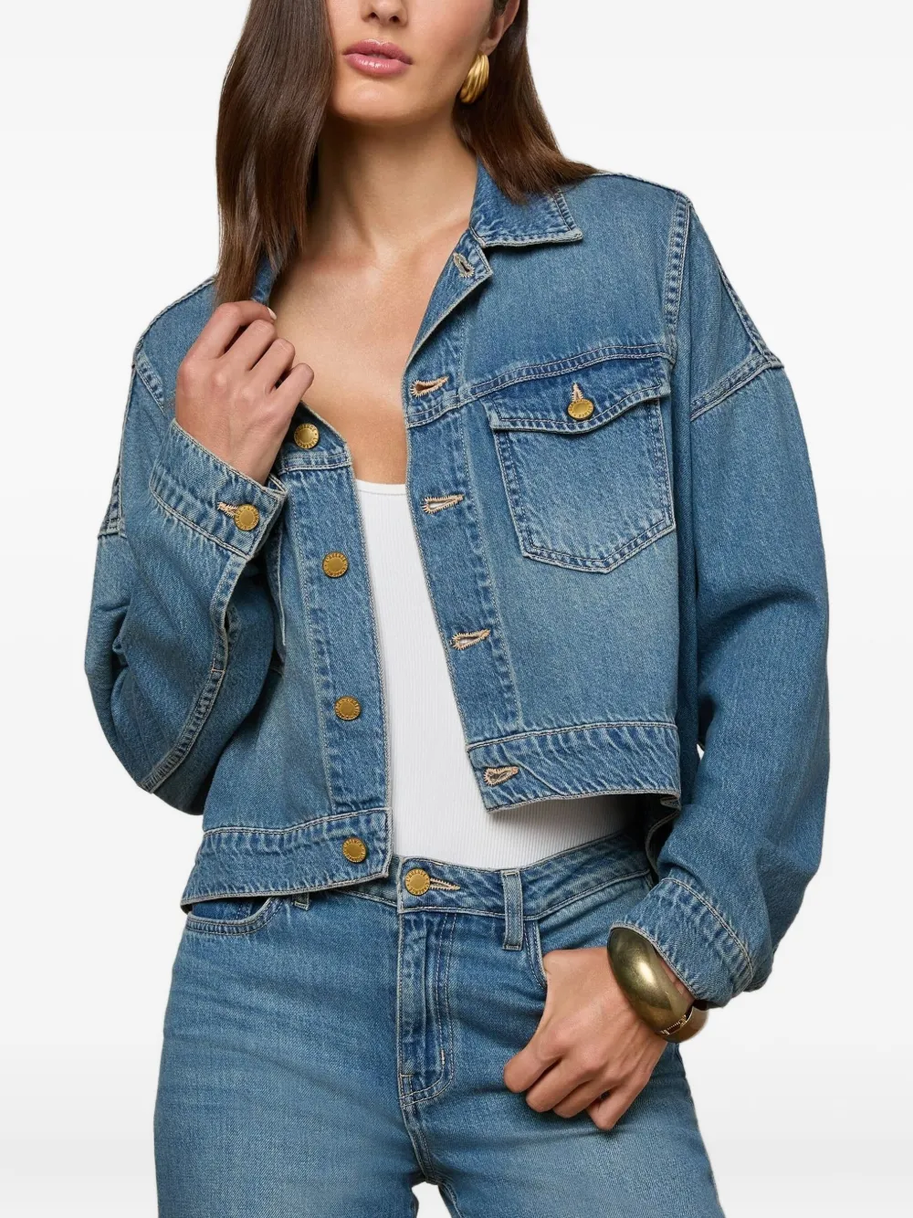 L'agence Vianney Hi-lo Buttoned Jacket In Blue