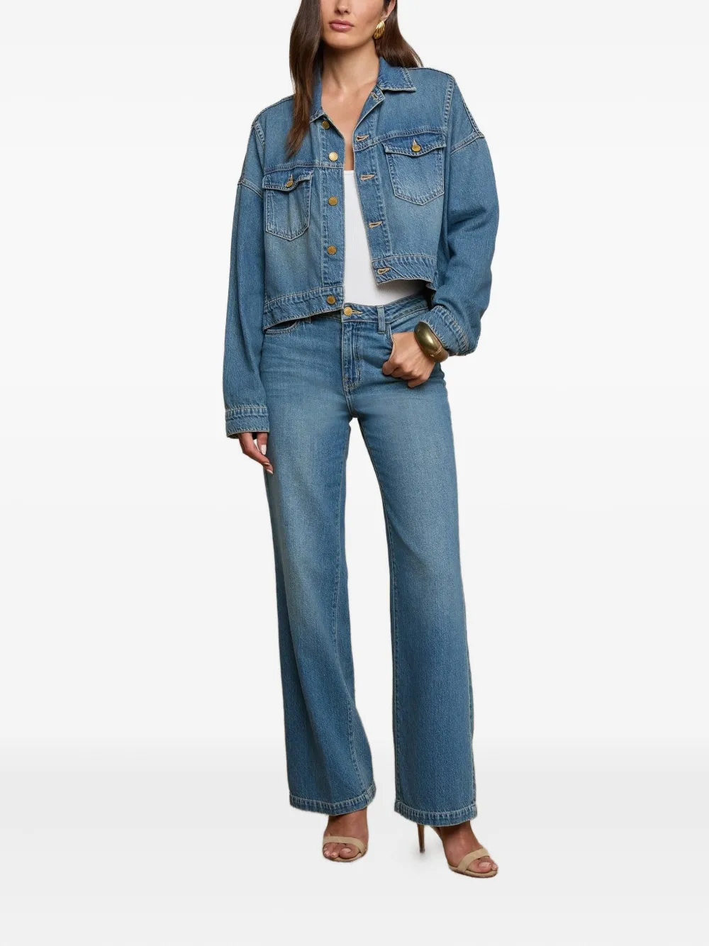 L'agence Vianney Hi-lo Buttoned Jacket In Blue