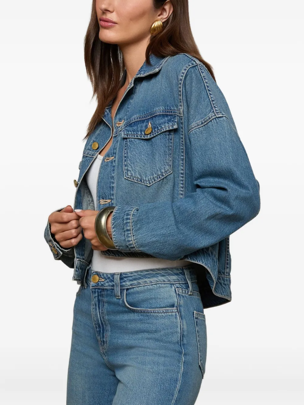 L'agence Vianney Hi-lo Buttoned Jacket In Blue