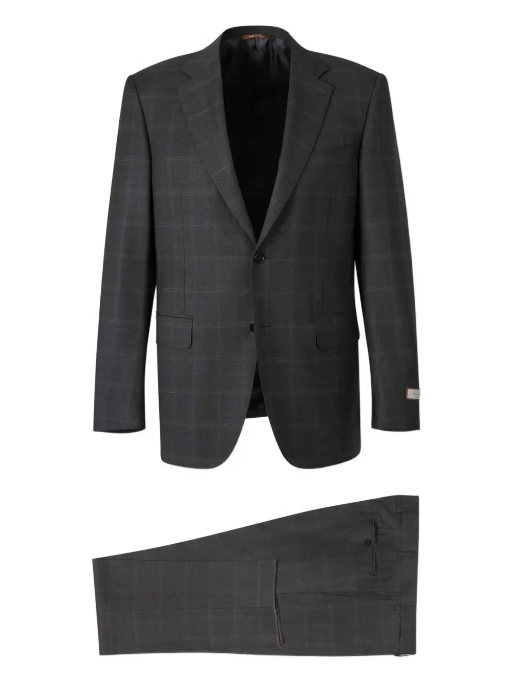 Canali Check-pattern Single-breasted Suit In Black
