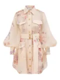 ZIMMERMANN floral-print belted mini dress - Pink