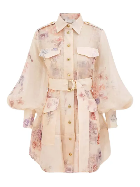 ZIMMERMANN floral-print belted mini dress